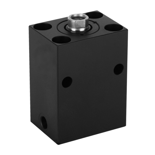 Block cylinder, s.a., w/ spring return, piston � 40/25 x 20 mm stroke, US version (5/8" 11 UNC) 4 mounting and 2 cross holes, Max. 500 bar