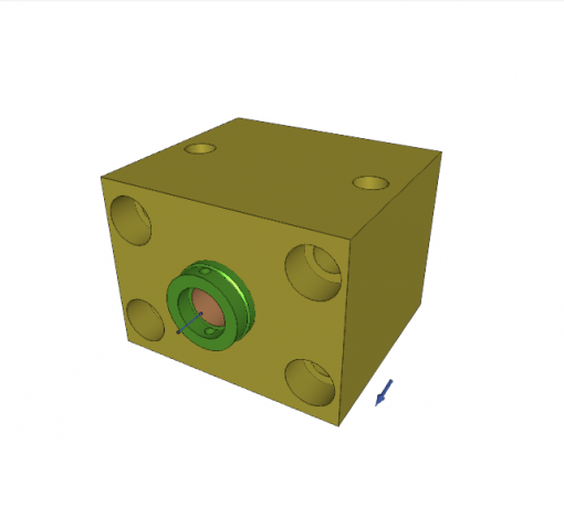 BLOCK CYL., S.A., SPRING RETURN, PISTON ? 50 mm, STROKE 20 mm, 2 CROSS HOLES, 500 bar