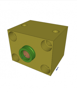 BLOCK CYL. S.A., SPRING RETURN, PISTON ? 63 mm, STROKE 12 mm, 4 MOUNTING AND 2 CROSS HOLES, FLANGE S, 500 bar