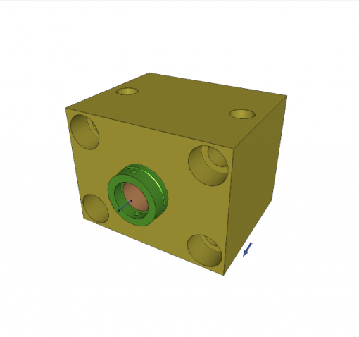 BLOCK CYL. S.A., SPRING RETURN, PISTON ? 63 mm, STROKE 12 mm, 4 MOUNTING AND 2 CROSS HOLES, FLANGE S, 500 bar