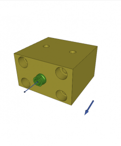 BLOCK CYLINDER, D.A., PISTON ? 16 mm, STROKE 16 mm, 4 MOUNTING HOLES, FLANGE B, 500 bar