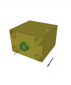BLOCK CYLINDER, D.A., PISTON ? 25 mm, STROKE 20 mm, 4 MOUNTING HOLES, FLANGE B, 500 bar