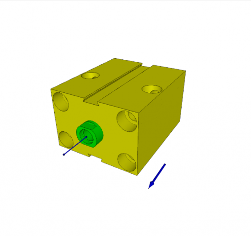 BLOCK CYLINDER, D.A., ALUMINIUM, PISTON ? 25 mm, STROKE 20 mm, 350 bar