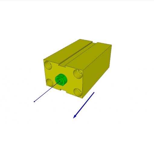 BLOCK CYLINDER, D.A., ALUMINIUM,  PISTON ? 25 mm, STROKE 50 mm, 350 bar