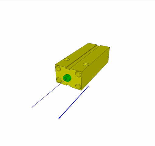 BLOCK CYLINDER, D.A., ALUMINIUM, PISTON ? 25 mm, STROKE 20 mm, VITON SEALS, 350 bar