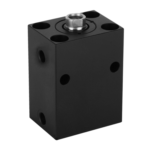 BLOCK CYLINDER, D.A., PISTON ? 25 mm, STROKE 50 mm, 2 CROSS HOLES, 500 bar. SIMILAR TO 1543-160 W/ 3/8 - 16 in. THREAD