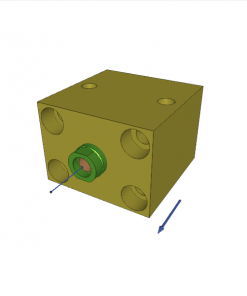 BLOCK CYLINDER, D.A., PISTON ? 32 mm, STROKE 25 mm, 4 MOUNTING HOLES, FLANGE B, 500 bar