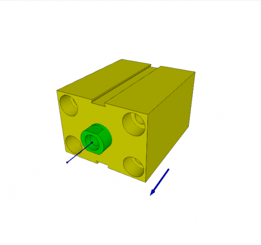 BLOCK CYLINDER, D.A., ALUMINIUM, PISTON ? 32 mm, STROKE 25 mm, 350 bar