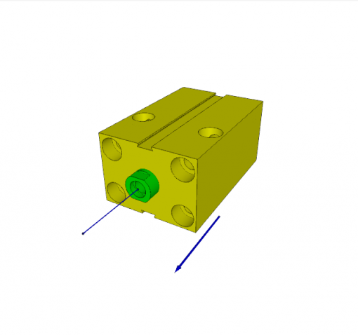 BLOCK CYLINDER, D.A., ALUMINIUM, PISTON ? 32 mm, STROKE 50 mm, 350 bar