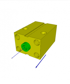 BLOCK CYLINDER, D.A., ALUMINIUM, PISTON ? 40 mm, STROKE 100 mm, 350 bar