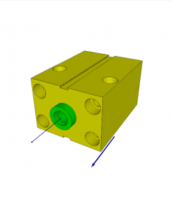 BLOCK CYLINDER, D.A., ALUMINIUM, PISTON ? 50 mm, STROKE 100 mm, 350 bar