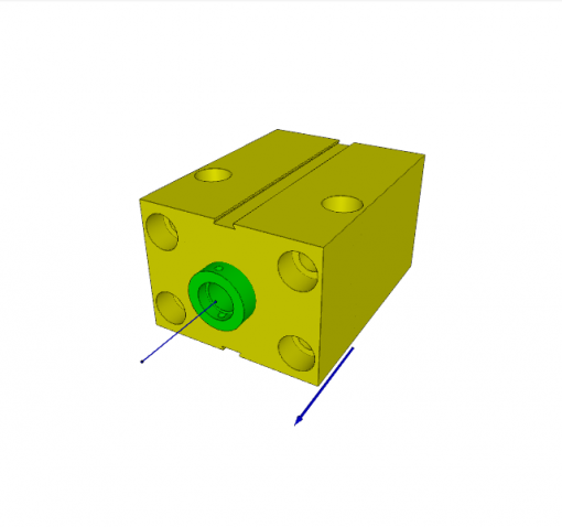 BLOCK CYLINDER, D.A., ALUMINIUM, PISTON ? 50 mm, STROKE 100 mm, 350 bar