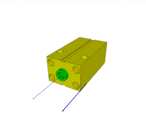 BLOCK CYLINDER, D.A., ALUMINIUM, PISTON ? 50 mm, STROKE 25 mm, VITON SEALS, 350 bar