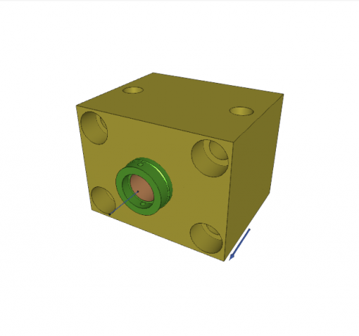 BLOCK CYLINDER, D.A., PISTON ? 63 mm, STROKE 30 mm, 4 MOUNTING HOLES, FLANGE B, 500 bar