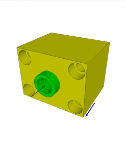 BLOCK CYLINDER, D.A., FKM, PISTON ? 63 mm, STROKE 30 mm, 4 MOUNTING HOLES, FLANGE B, 500 bar