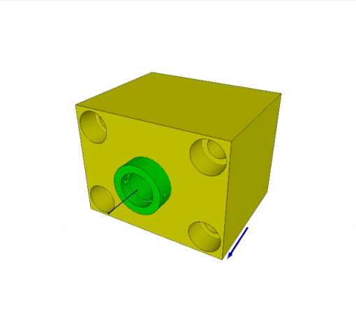 BLOCK CYLINDER, D.A., FKM, PISTON ? 63 mm, STROKE 30 mm, 4 MOUNTING HOLES, FLANGE B, 500 bar