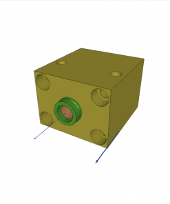 BLOCK CYLINDER, D.A., PISTON ? 63 mm, STROKE 63 mm, 4 MOUNTING HOLES, FLANGE B, 500 bar