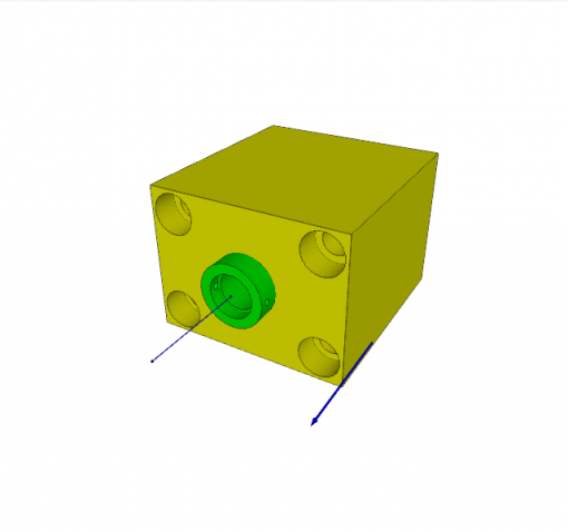 BLOCK CYLINDER, D.A., FKM, PISTON ? 63 mm, STROKE 63 mm, 4 MOUNTING HOLES, FLANGE B, 500 bar
