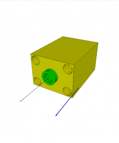 BLOCK CYLINDER, D.A., PISTON ? 63 mm, STROKE 100 mm, 4 MOUNTING AND 2 CROSS HOLES, 500 bar
