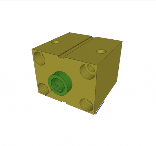 BLOCK CYLINDER, D.A., ALUMINIUM, PISTON ? 63 mm, STROKE 30 mm, 350 bar