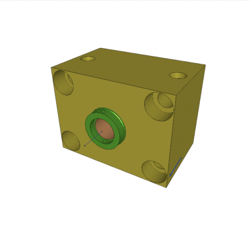 Block cylinder, D.A., piston � 100 mm, stroke 40 mm, 4 mounting holes, flange b, 500 bar