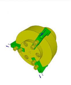 Concentric clamping element, D.A., 3-point interior clamping, w/ pneumatic contact control, Max. cl. force total approx. 5 kN, Max. cl. force per jaw approx. 1.67 kN, 10 mm stroke, centring repeatability of 0.02 mm, Max. 250 bar