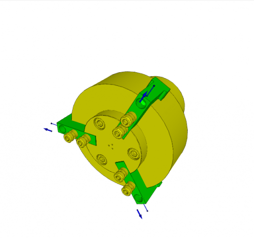 Concentric clamping element, D.A., 3-point interior clamping, w/ pneumatic contact control, Max. cl. force total approx. 5 kN, Max. cl. force per jaw approx. 1.67 kN, 10 mm stroke, centring repeatability of 0.02 mm, Max. 250 bar
