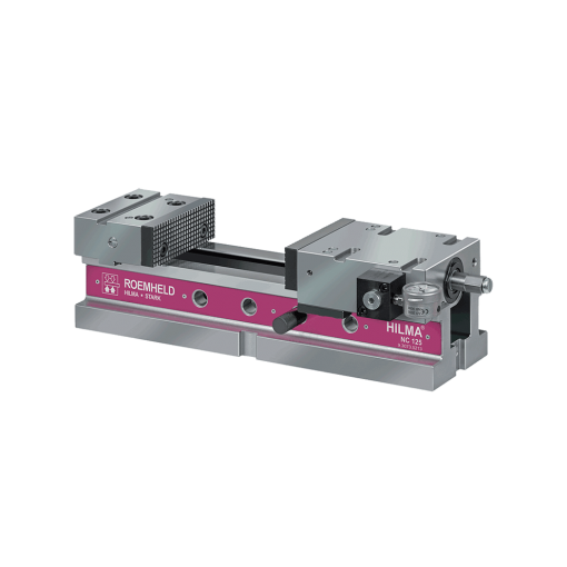 NC 100 vise w/ lb gauge, hyd./mech. w/ set of 4 clamping claws, precision workpiece stop, tool steel master jaw set 4.2 in., soft jaw aluminum flippable smartstopped 1 in. x 1.71 in. x 4.5 in.