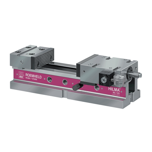 NC 125 vise w/ lb gauge, hyd./mech. w/ set of 4 clamping claws, precision workpiece stop, tool steel master jaw set 125mm, soft jaw aluminum flippable smartstopped 1 in. x 1.71 in. x 125mm.